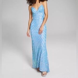 Blue sequin prom dress